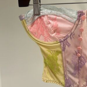 Multicolor lace corset top